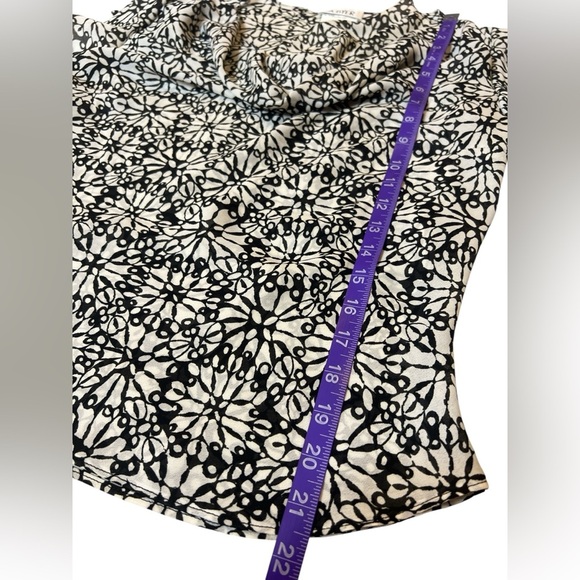 Y2K A. Byer Black & White Floral Print Artsy Cowl Neck Vintage Blouse - Picture 9 of 9